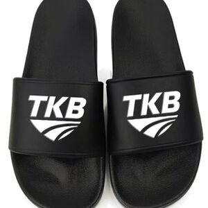 TKB Black Slide Sandals with White Logo